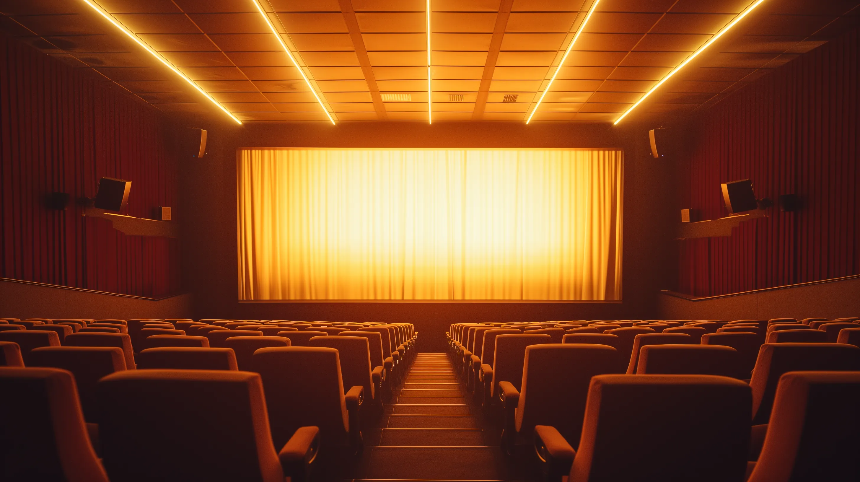 A cinema bathed in golden light.